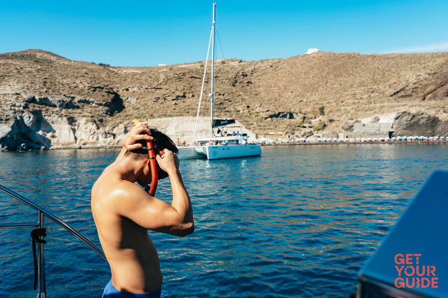 Santorini: Private Catamaran Tour with BBQ Meal and Drinks - The Second Volcano Swim and Thirasia Views