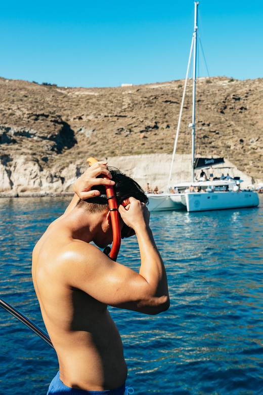 Santorini: Private Catamaran Tour with BBQ Meal and Drinks - From Vlychada Marina to Red Beach