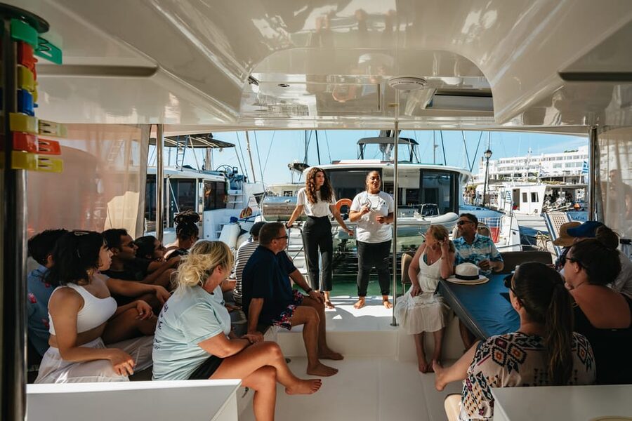Santorini: Sailing Catamaran Cruise with BBQ and Drinks - What is included, and what you still need
