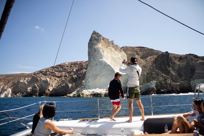 Santorini Sailing Catamaran Daily Cruises w/ Greek BBQ @Thirasia - Thirasia, swimming, and lunch from the galley