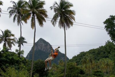 Soufriere Catamaran Excursion with Zip Lining from Castries