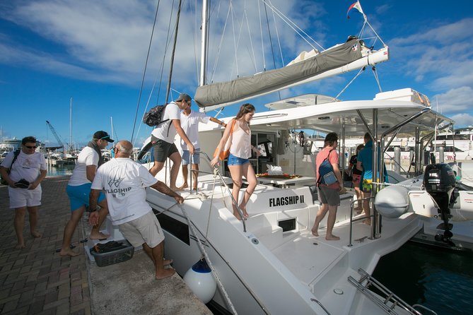 St Maarten Luxury Catamaran Full-Day Group Charter - The Crew: Captain Benjamin, Alois, and the Onboard Team