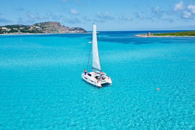 Stintino Half Day Catamaran Tour to La Pelosa with Aperitif - La Pelosa from the water, not from the sand