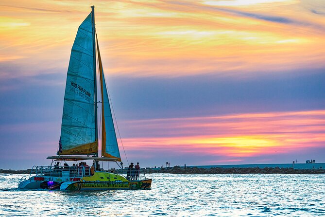 Sunset Dolphin Sail Aboard the Footloose Catamaran - Setting out from the bayside resort