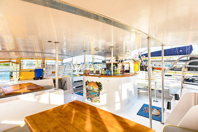 Sunset Dolphin Sail Aboard the Privateer Catamaran - The onboard bar and complimentary drink