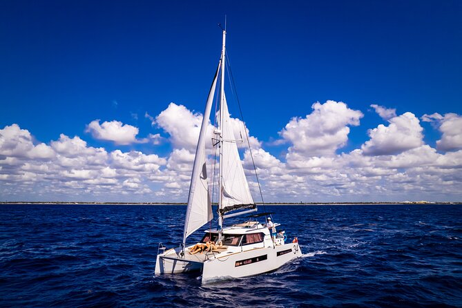 Tulum: Luxury Sail & Snorkel – All Inclusive 34' Catamaran - Setting out from Puerto Aventuras Marina