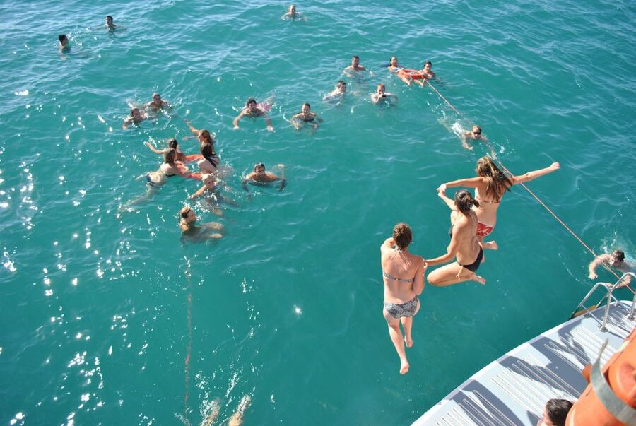 Valencia: Catamaran Cruise, Paella Lunch and Swim Stop - Salad, chicken paella, fruit, and one drink