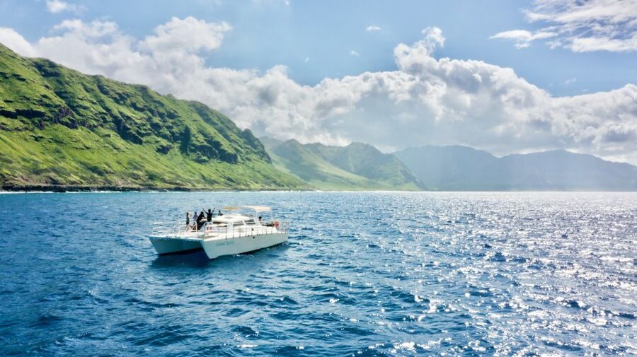 West O'ahu: Swim with Dolphins Catamaran Cruise - Crossing to West O’ahu on a 40-person catamaran